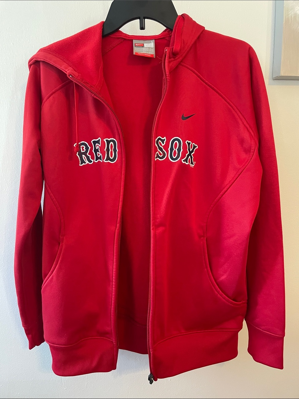 Nike  Red 'Red Sox' Full-Zip Hooded Zip Up Fleece lined sweatshirt